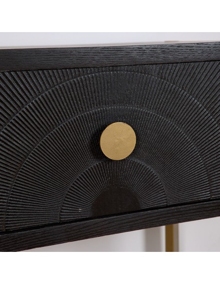 Mueble de Entrada Negro con pie Metal Oro