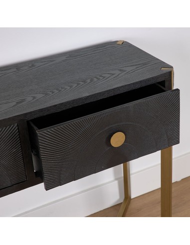 Mueble de Entrada Negro con pie Metal Oro