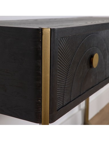 Mueble de Entrada Negro con pie Metal Oro