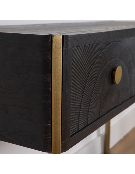 Mueble de Entrada Negro con pie Metal Oro