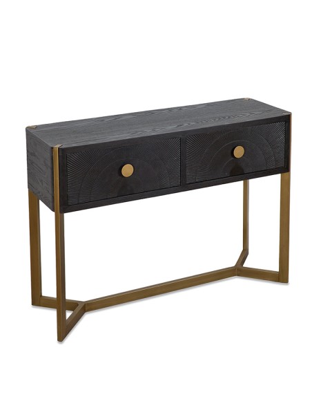 Mueble de Entrada Negro con pie Metal Oro