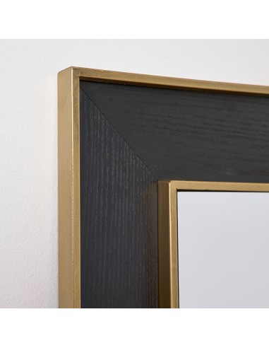Espejo Madera en Negro y Metal Dorado