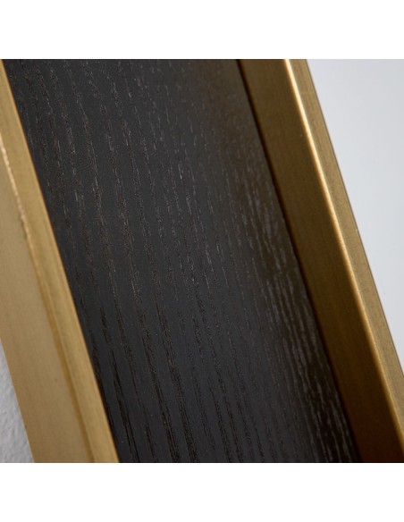 Espejo Madera en Negro y Metal Dorado