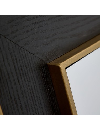 Espejo Madera en Negro y Metal Dorado