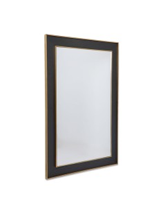 Espejo Madera en Negro y Metal Dorado