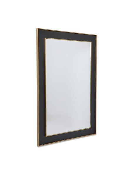 Espejo Madera en Negro y Metal Dorado