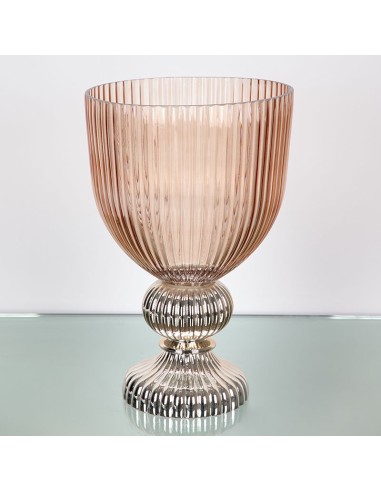 Copa cristal Rosa y pie Dorado 40cm