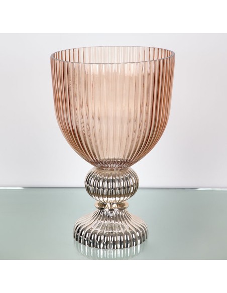 Copa cristal Rosa y pie Dorado 40cm