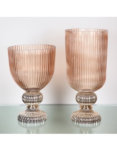 Copa cristal Rosa y pie Dorado 40cm