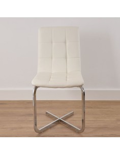Silla Blanca Pu con pie Metal cromado 2