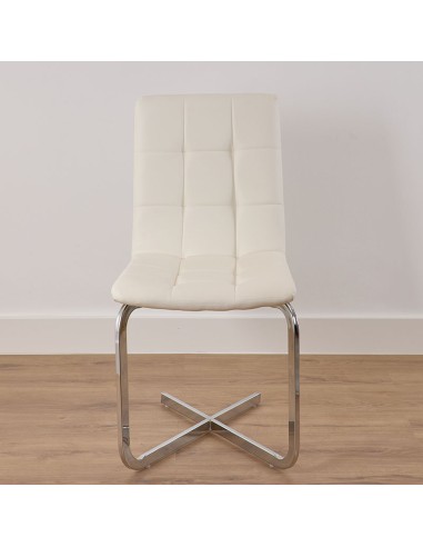 Silla Blanca Pu con pie Metal cromado