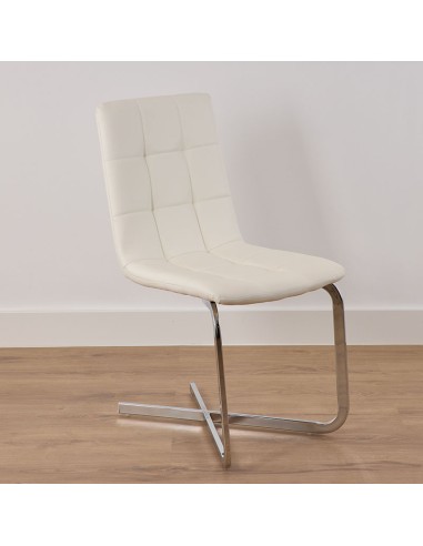 Silla Blanca Pu con pie Metal cromado