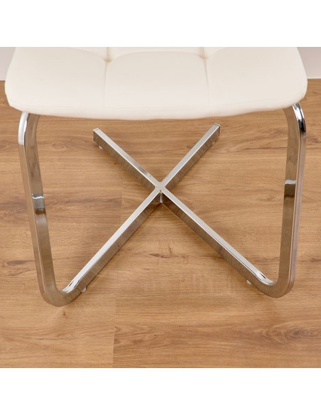 Silla Blanca Pu con pie Metal cromado