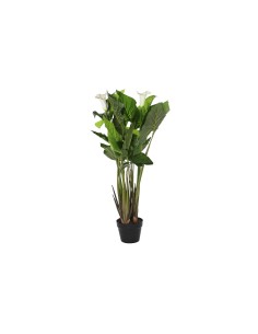 Planta Artificial verde con 2 Lirios de Agua Blanco