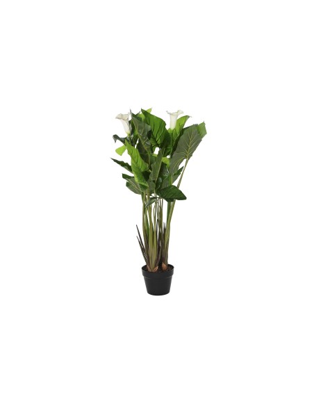 Planta Artificial verde con 2 Lirios de Agua Blanco