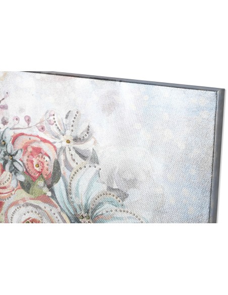 Cuadro Mujer Flores Pintado en Lienzo