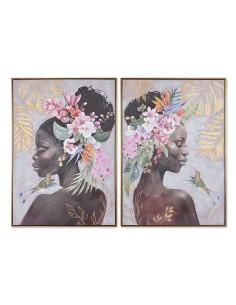 Cuadro Africanas y Flores en Lienzo