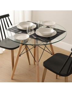 Mesa comedor base de cristal 80cm 2