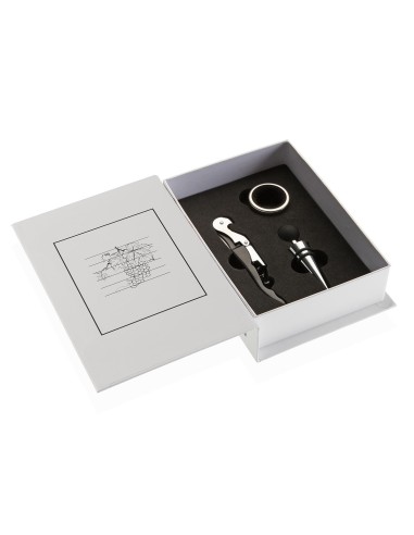 Caja forma libro con accesorios de vino