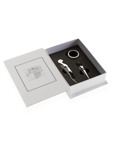 Caja forma libro con accesorios de vino