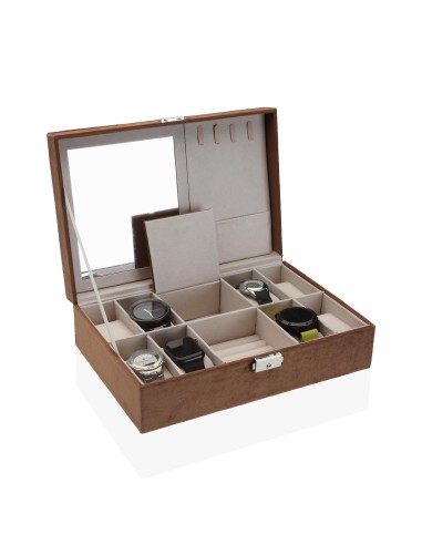 Caja para relojes de terciopelo marron