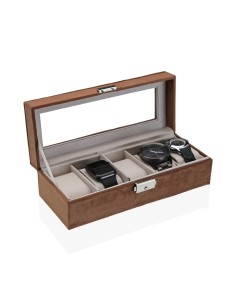 Caja terciopelo marrón para 5 relojes