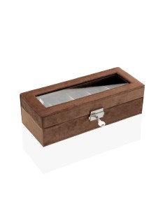 Caja terciopelo marrón para 5 relojes 2