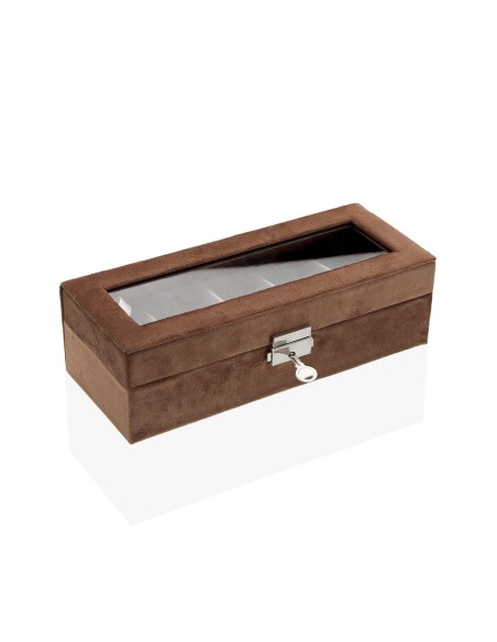 Caja terciopelo marrón para 5 relojes