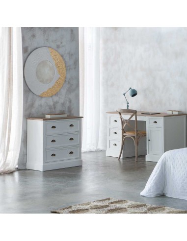 Espejo madera redondo con relieve 80cm