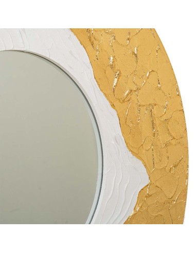 Espejo madera redondo con relieve 80cm