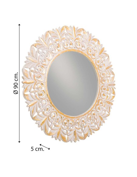Espejo de madera calada en dorado 90cm