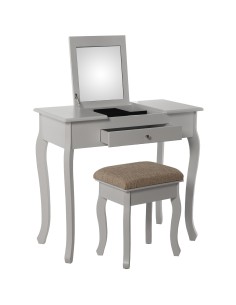 Mesa tocador blanco con espejo y banco