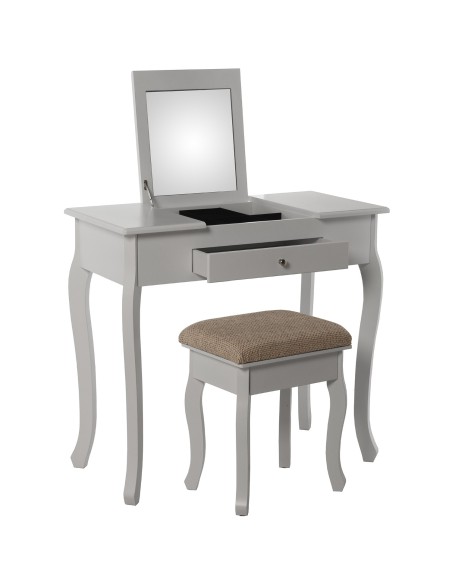 Mesa tocador blanco con espejo y banco