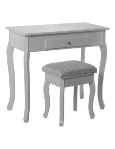 Mesa tocador blanco con espejo y banco 2