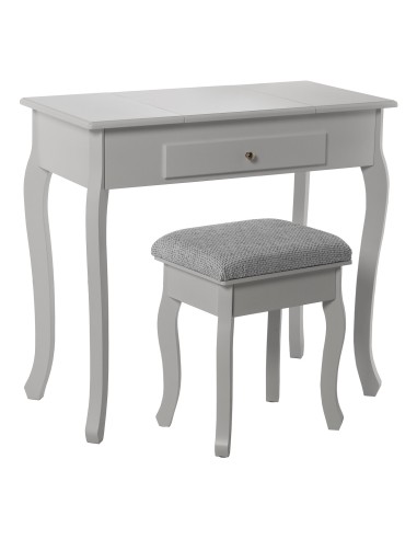 Mesa tocador blanco con espejo y banco