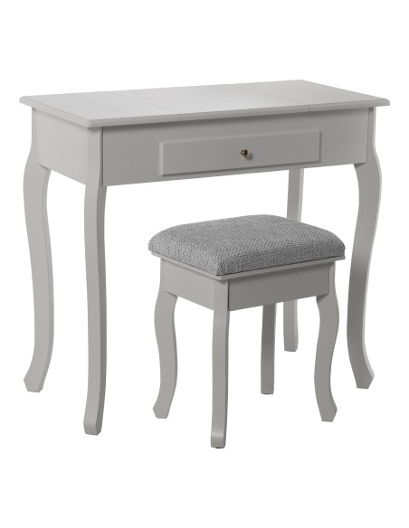 Mesa tocador blanco con espejo y banco