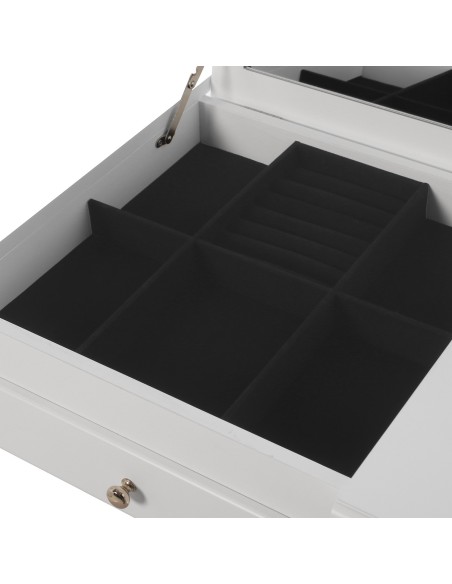 Mesa tocador blanco con espejo y banco