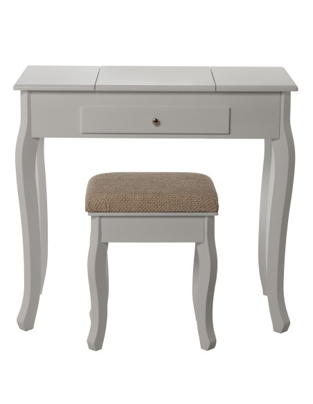 Mesa tocador blanco con espejo y banco