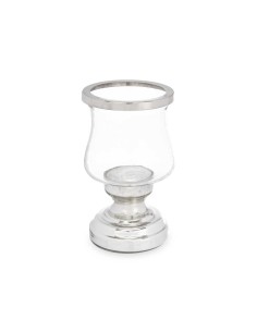 Porta vela cristal/metal plata 19cm 2