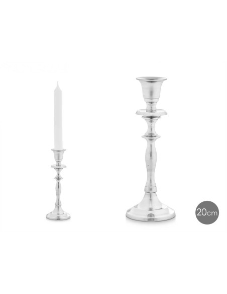 Candelabro aluminio plata 20cm