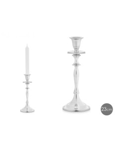 Candelabro aluminio plateado 24cm 2