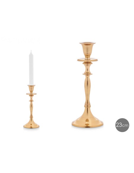 Candelabro aluminio dorado 24cm