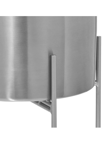 Macetero metal plata con pie 75cm