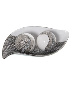 Bola cerámica blanca y plata con brillo 10cm 2