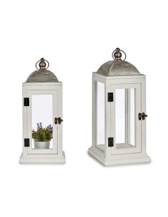 Farol de madera blanco 43cm