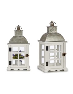 Farol madera blanco 39cm