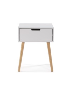 Mesita auxiliar blanca 1 cajón 2