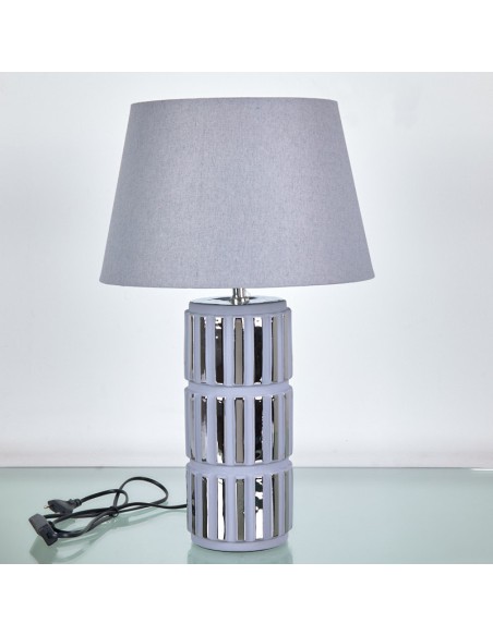 Lampara cerámica plata 53cm