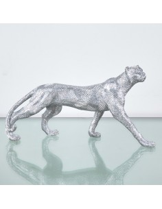 Figura de pantera resina en plata. 2