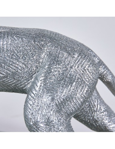 Figura de pantera resina en plata.